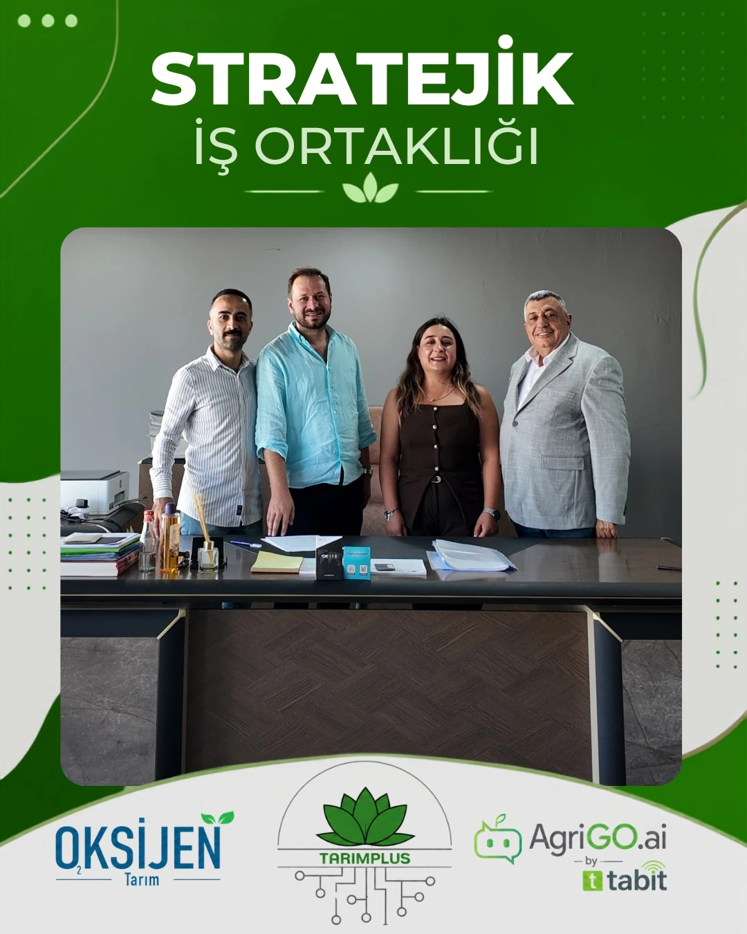Oksijen Tarım, TarımPlus ve AgriGO.ai by TABİT stratejik iş ortaklığı duyuru görseli